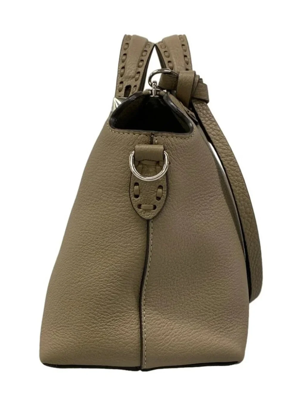 FENDI By the Way Celeria Medium 8BL155 Gray Beige Calf Leather Handbag